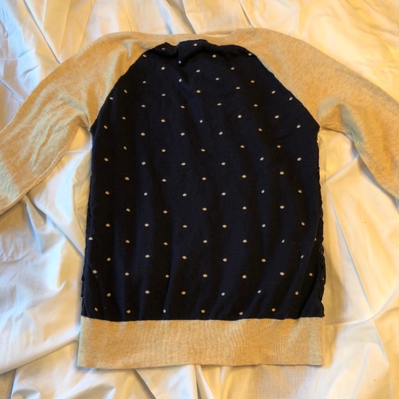 Cardigan navy blue/tan, lace, gold buttons - Picture 3 of 7